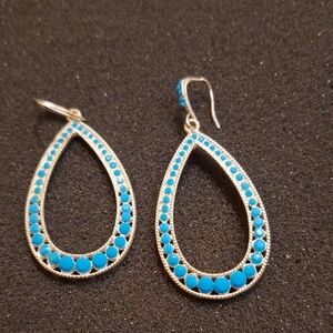 Faux Turquoise Teardrop Dangle Earrings - Women Jewelry